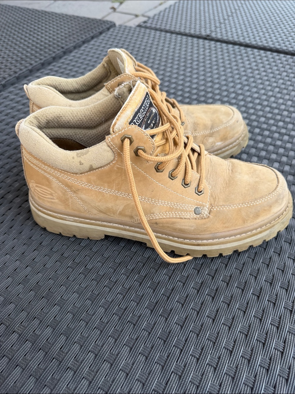 Skechers Men's Tan Nubuck Lace-Up Work Boots